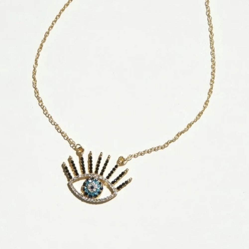 Rhinestone eye pendent necklace